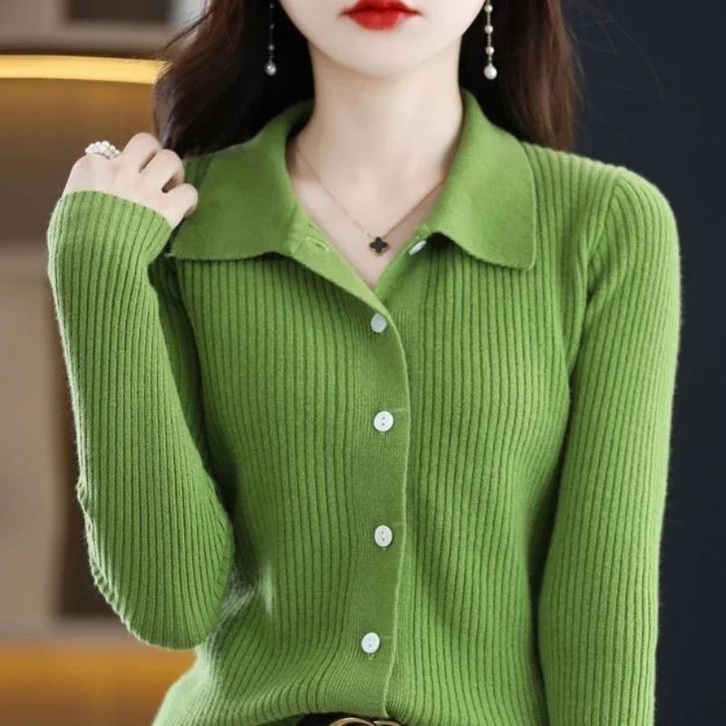 Red Polo Winter Button Knit Tops for Woman Pink Cardigan Women\'s Sweater Korean Style Modern Sale Designer Clothing Aesthetic