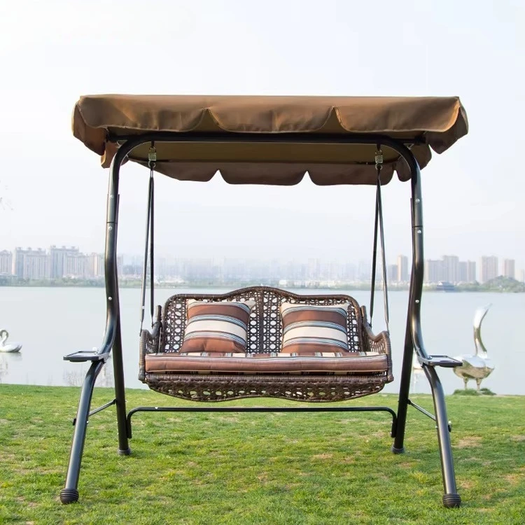 Outdoor Patio Iron Swing Chair Popular Outdoor Double And Triple Seat Swing Villa Balcony Swing Rocking Chair  Basket Chair