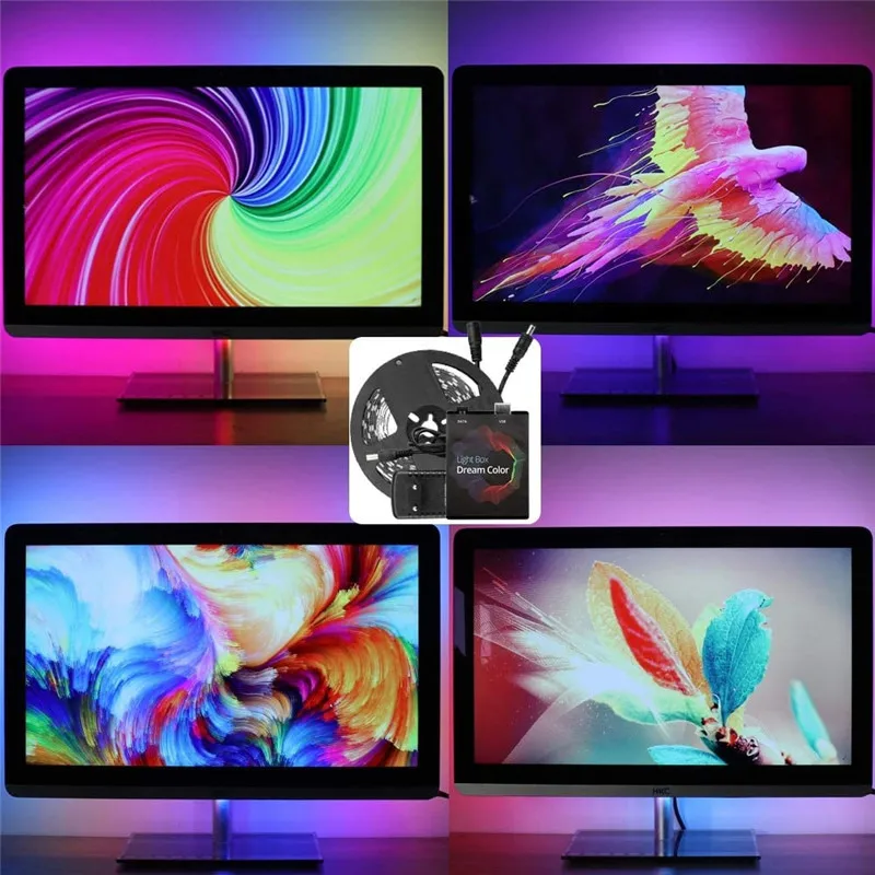 Светодиодная лента WS2812B, 5 В, USB, 5050 RGB, для синхронизации музыки и подсветки экрана настольного ПК, 1 м, 2 м, 3 м, 4 м, 5 м