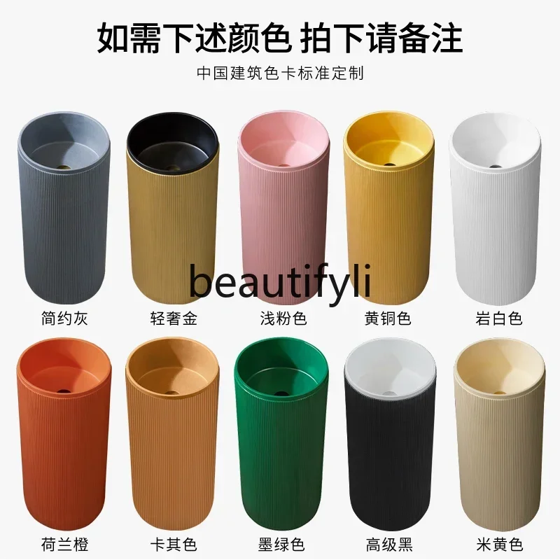 

ss K178 ss25 Nordic simple artificial stone column basin hand wash face bathroom hotel gray circle