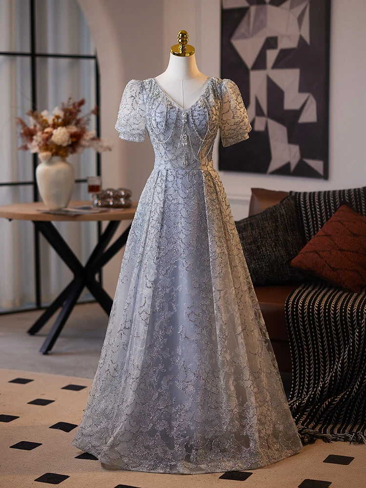 

Изысканное вечернее платье с пайетками для женщин, роскошное, высококлассное, для торжественных мероприятий, светящееся, в корейском стиле, для свадьбы