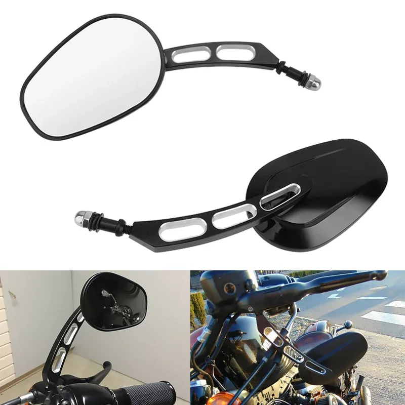 

8mm Motorcycle Black Universal Rear View Mirrors Accessory for Harley Touring Road King 883 1200 48