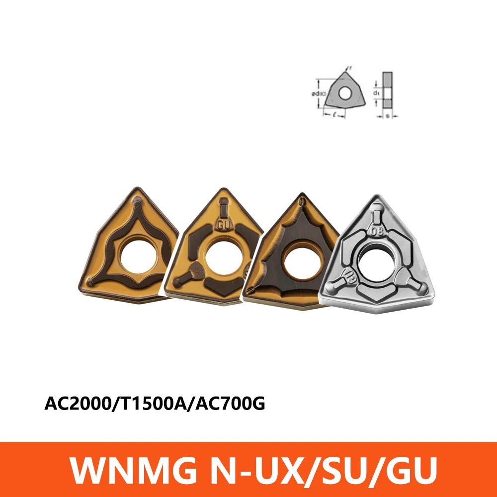 

Original WNMG 0804 WNMG080404 WNMG080408 WNMG080412 N-SU-UX-GU AC700G T1500A AC2000 Carbide Inserts Blade CNC Lathe Cutter Tools