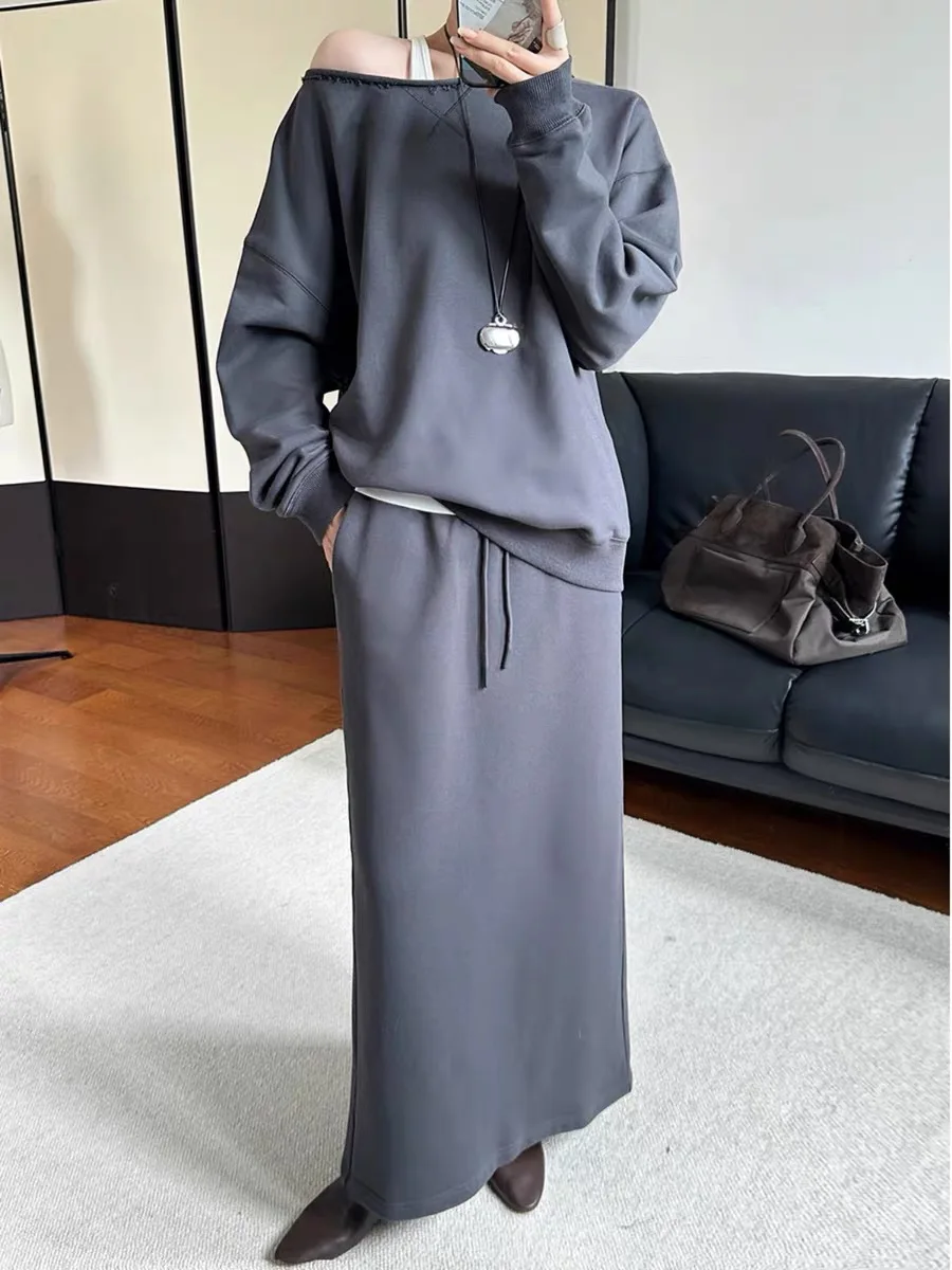 

Хлопковая толстовка, костюм с юбкой на шнурке