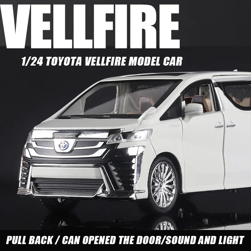 

1:24 TOYOTA Vellfire MPV Alloy Car Model Diecasts Metal Toy Vehicles Car Model Simulation Sound And Light Collection Kids Gifts