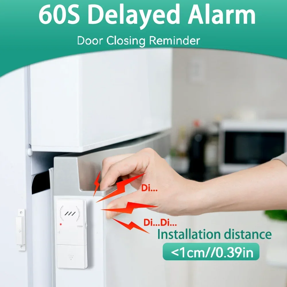 ELECTOP Refrigerator Door Alarm Magnetic Security Sensor Windows Open Alarms 60 Seconds Delay Loud 96 dB for Home, Store, Offic