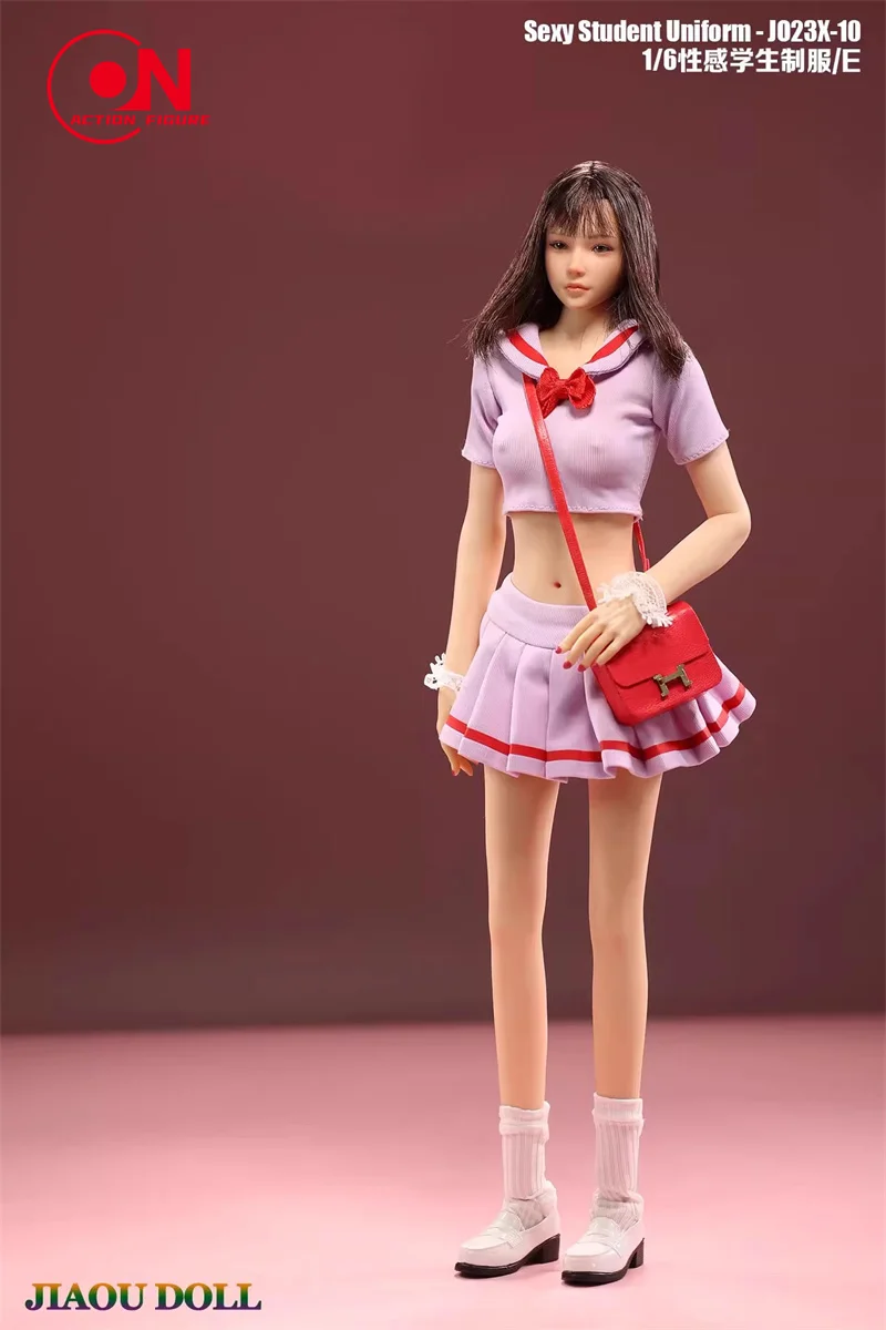 JO23X-10 1/6 Meisje Sexy Student Uniform T-Shirt Geplooide Rok Set Fit 12 ''Vrouwelijke Soldaat Klein Midden Borst Action Figure Body