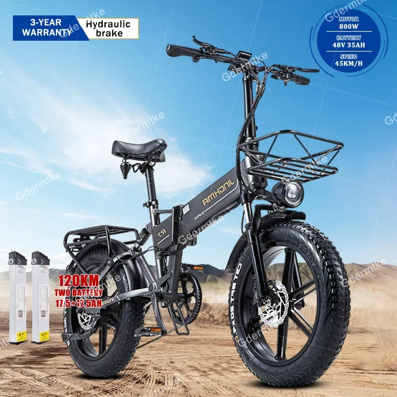 E bike 800W Brushless Motor 48V35AH Dual Battery Retro City Trip Electric Bicycle 20 in Fat Tire Mountain Folding Electric Bike