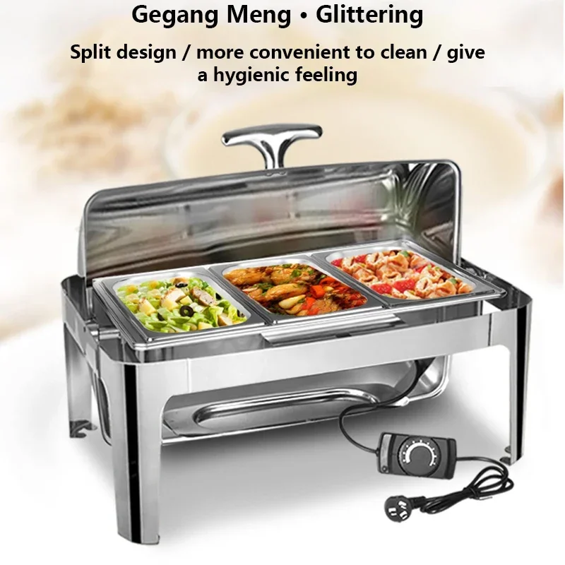 Seafood pasta warmer, electric tableware warmer, rectangular flip-top food warmer for buffets and hotels.