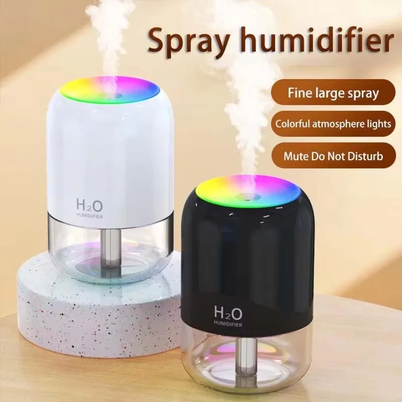 

Новый мини-увлажнитель воздуха 2026 года для дома, тихий, увлажняющий, для спальни, офиса, рабочего стола, USB, маленький, с новым красочным атмосферным светом и функцией распыления