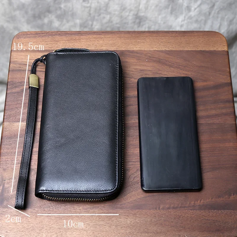Cabeça camada de couro grande capacidade multifuncional bolsa casual horizontal zíper carteira saco cartão couro genuíno carteira longa