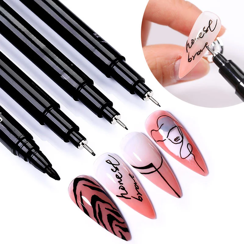 Nagellack ier stift Nail Art Pinsel Acryl Markierung stift mit ultra feinen Zeichen linien Kanten schnell trocknenden wasserdichten Graffiti