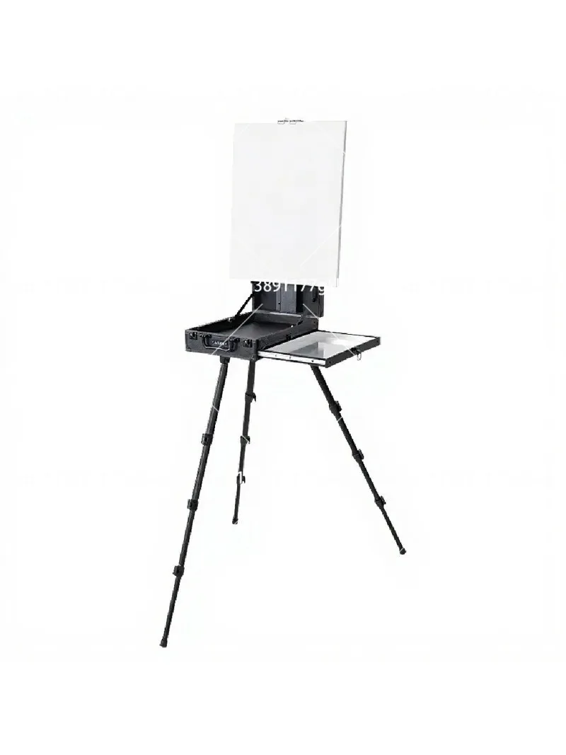 Black Aluminum Wood French Box Easel 4 Leg Outdoor Tripod Portable Studio Art Painting Easel for Artist Drawing
