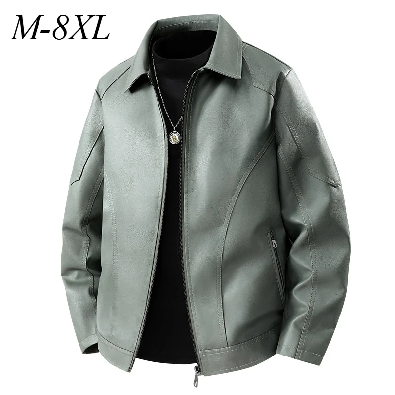 

Plus Size Leather Jacket Comfort American Style Lightweight Motorcycle Jacket Lapel Outdoor Riding Windproof Autumn Leather Coat