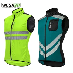 WOSAWE Windproof Men Cycling Jackets Rain Repellent Sleeveless Reflective Waistcoat MTB Bike Outer Jersey Windbreaker Clothing