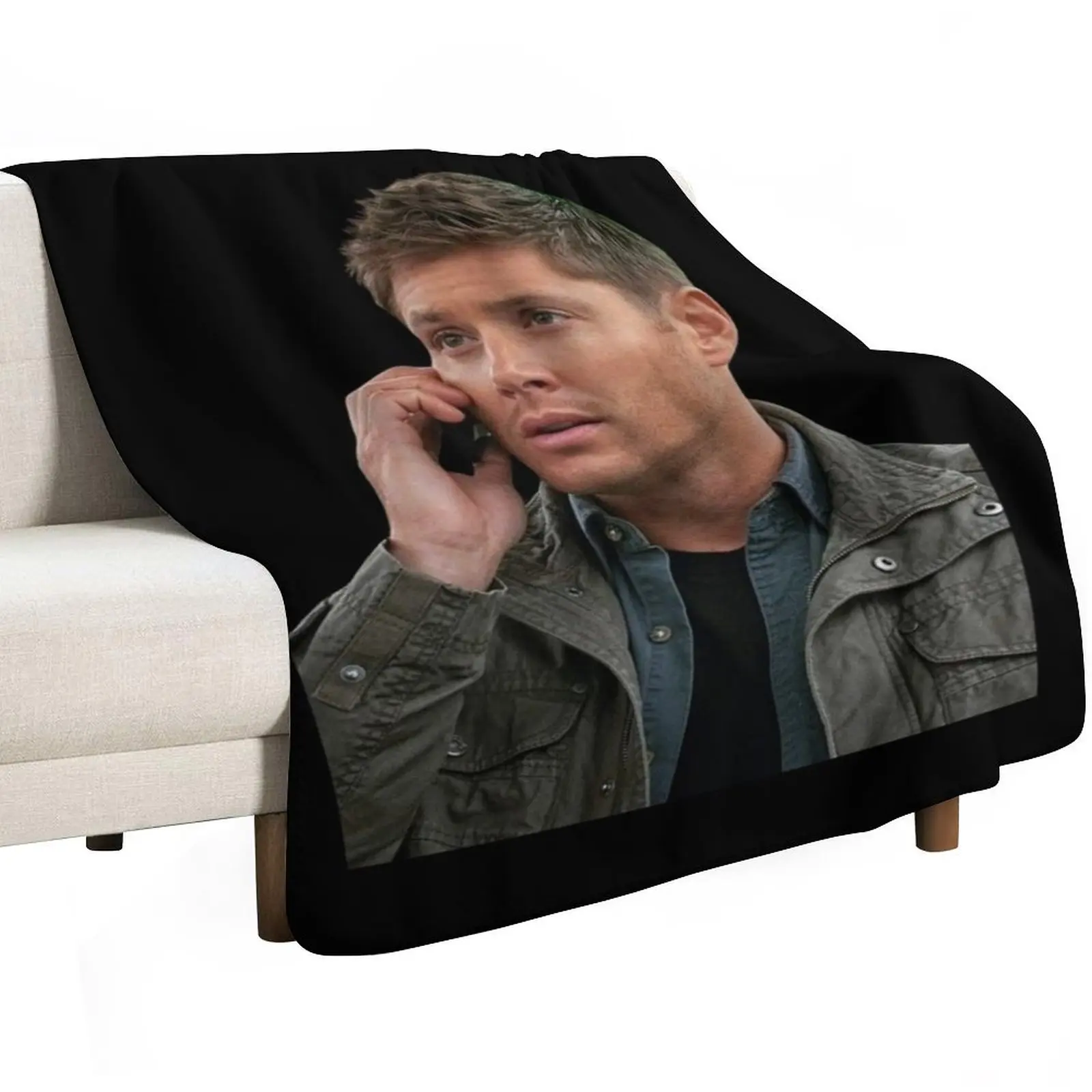 Dean Winchester Candid Throw Blanket Luxury Throw Flannels Retros Vintage Plaid on the sofa for sofa Blankets