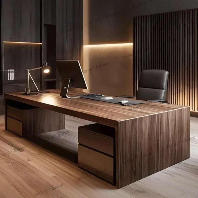 FG Large Luxury Wood Office Desk Designer Modern Wooden Conference Computer Desk Standing Organizer Mesas De Escritorio Furnitur