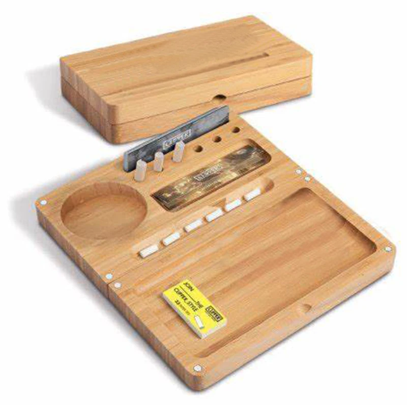 Bamboo Rolling Tray storage Natural Rolling Console Multipurpose Grinding Tray Pure Solid Durable  All in One Wood Cigarette Tra