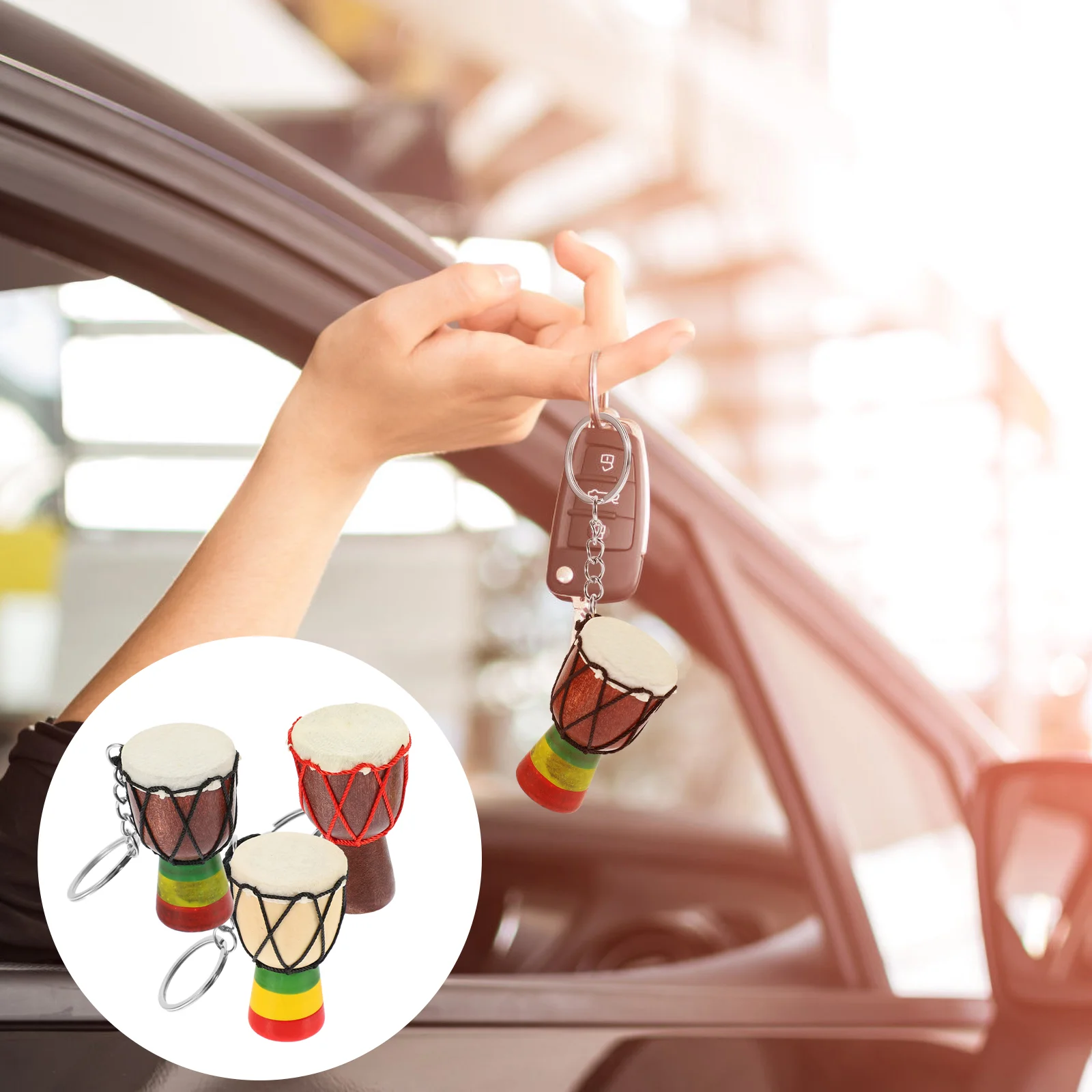 

Djembe Pendant Locket Keychain Pendants Drum Necklace Hanging African Solid Wood Unique Gift Shape Travel Ornament