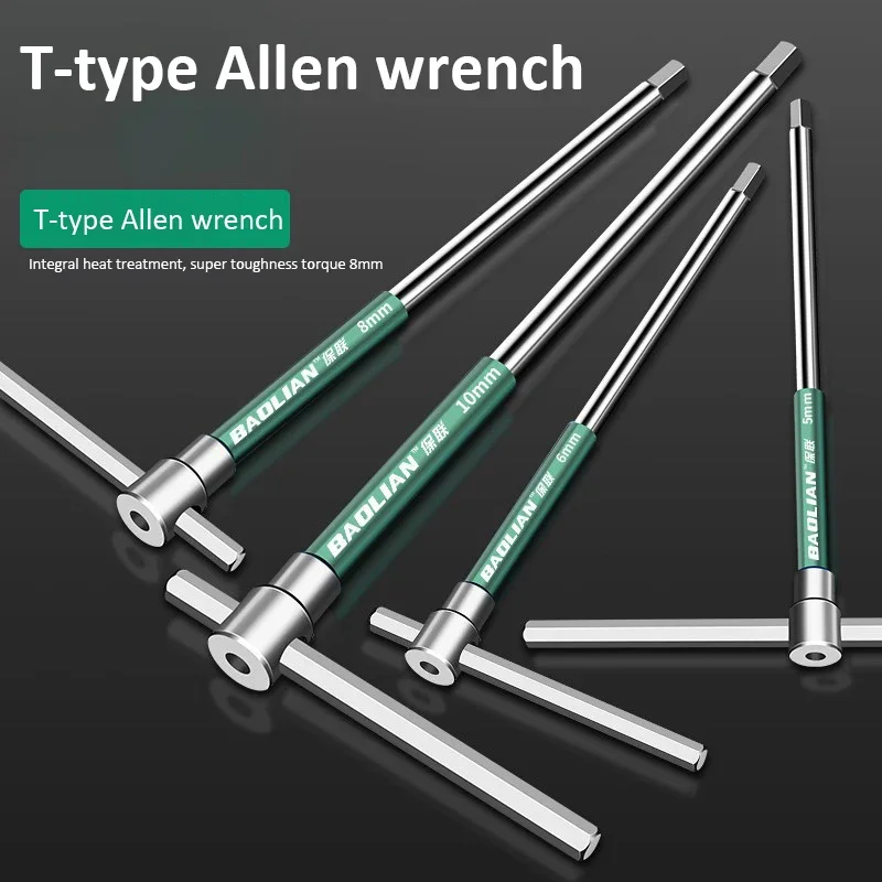 10Pcs T Type Allen Hex Wrench Chrome Spanner T-Socket Hand Tool (2-10MM) Screwdriver Set