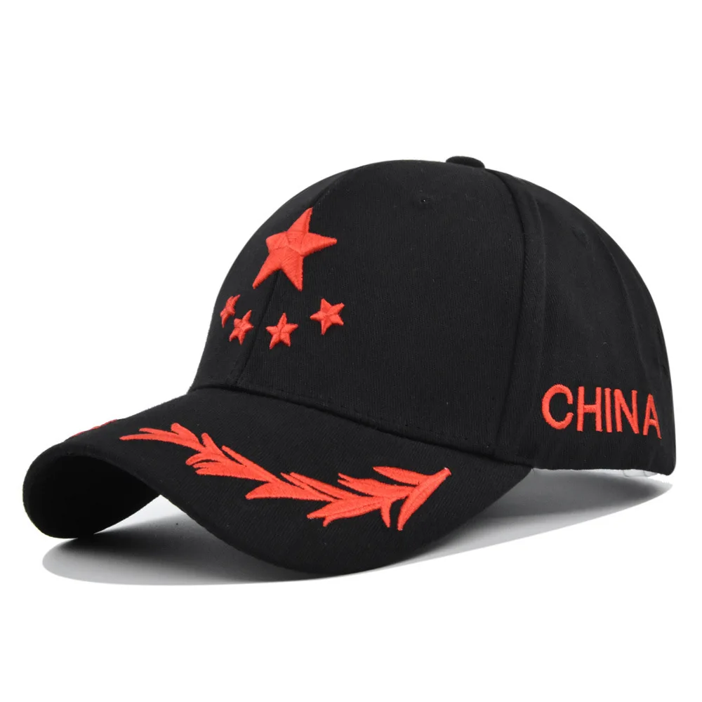 

Five-Pointed Star Chinese Style Baseball Cap Sunshade Embroidered Duckbill Patriotic Couple Hat