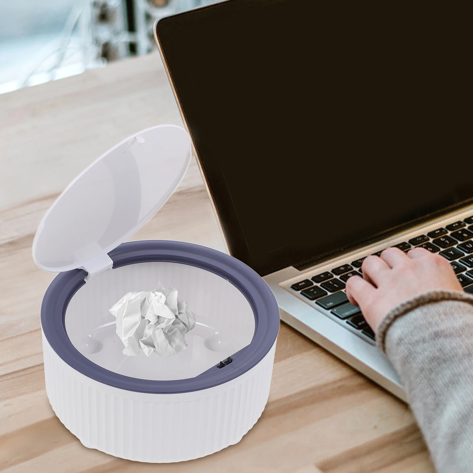 

Desktop Trash Can With Press Lid Small Garbage Container Reusable Table Waste Bin For Home Office Bedroom Daily Use Lidded