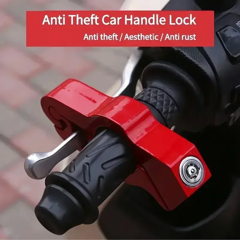 Motorcycle Handlebar Lock - Tamper Resistant Weatherproof Aluminum Alloy Anti-Theft Grip for Scooters & ATVs