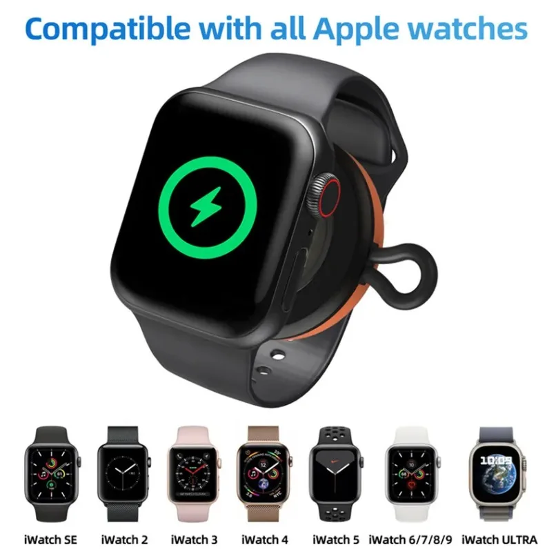 Portable Keychain Watch Wireless Charger Type C Fast Charging Dock for Apple Watch Series Travel Home Office Daily Charging Use view 3