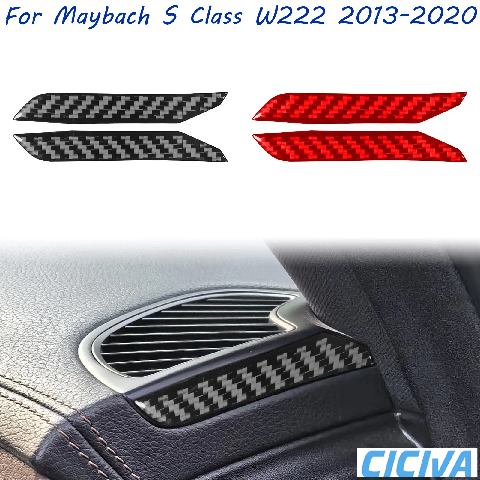 

For Mercedes Benz Maybach S Class W222 2013-2020 Dashboard Air Outlet Sides Carbon Fiber Cover Sticker Interior Car Accessories