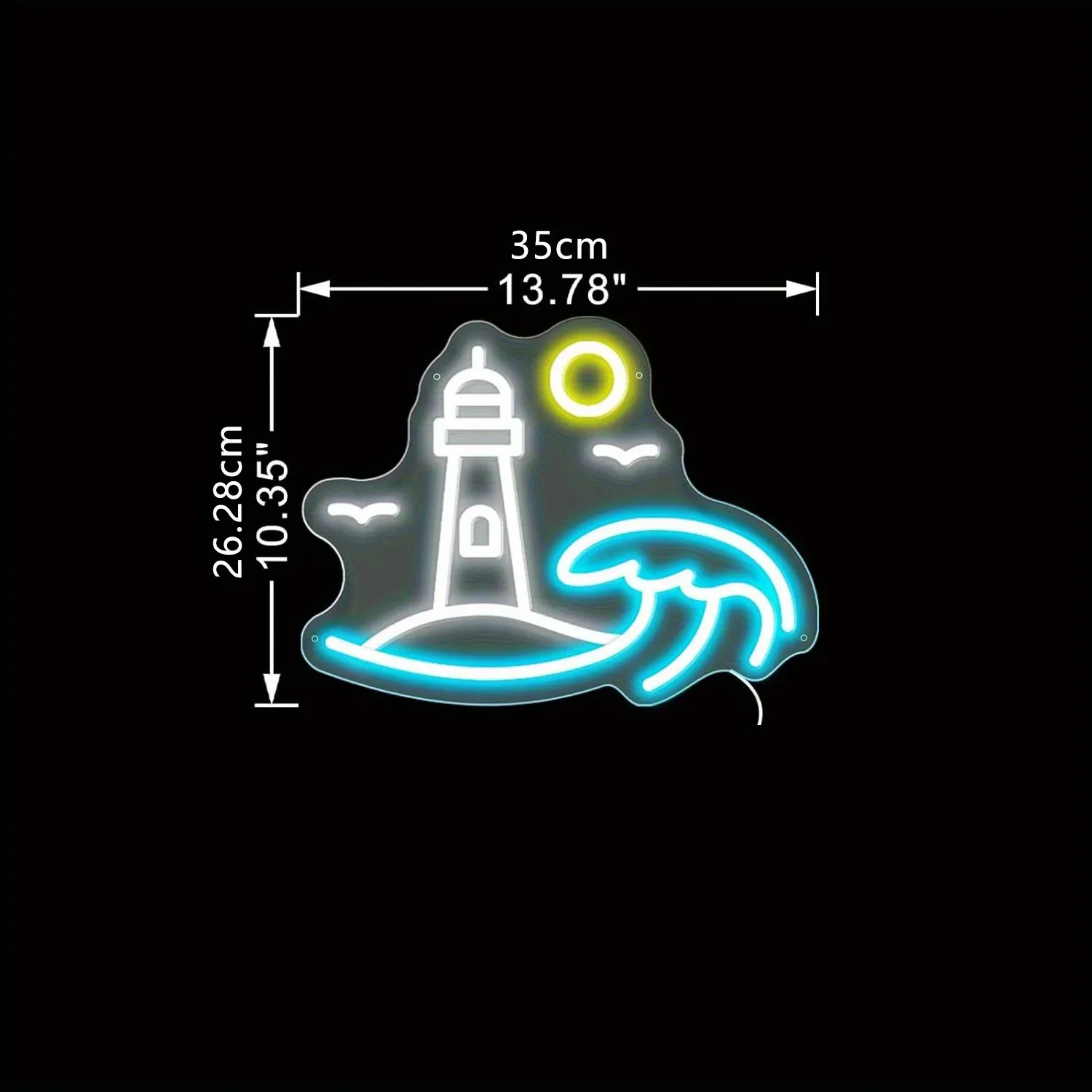 Lighthouse Neon Sign LED Neon Light Sign for Ocean Theme Pattern Kids Room Living Room Party Club Shop Decor Gift for Family