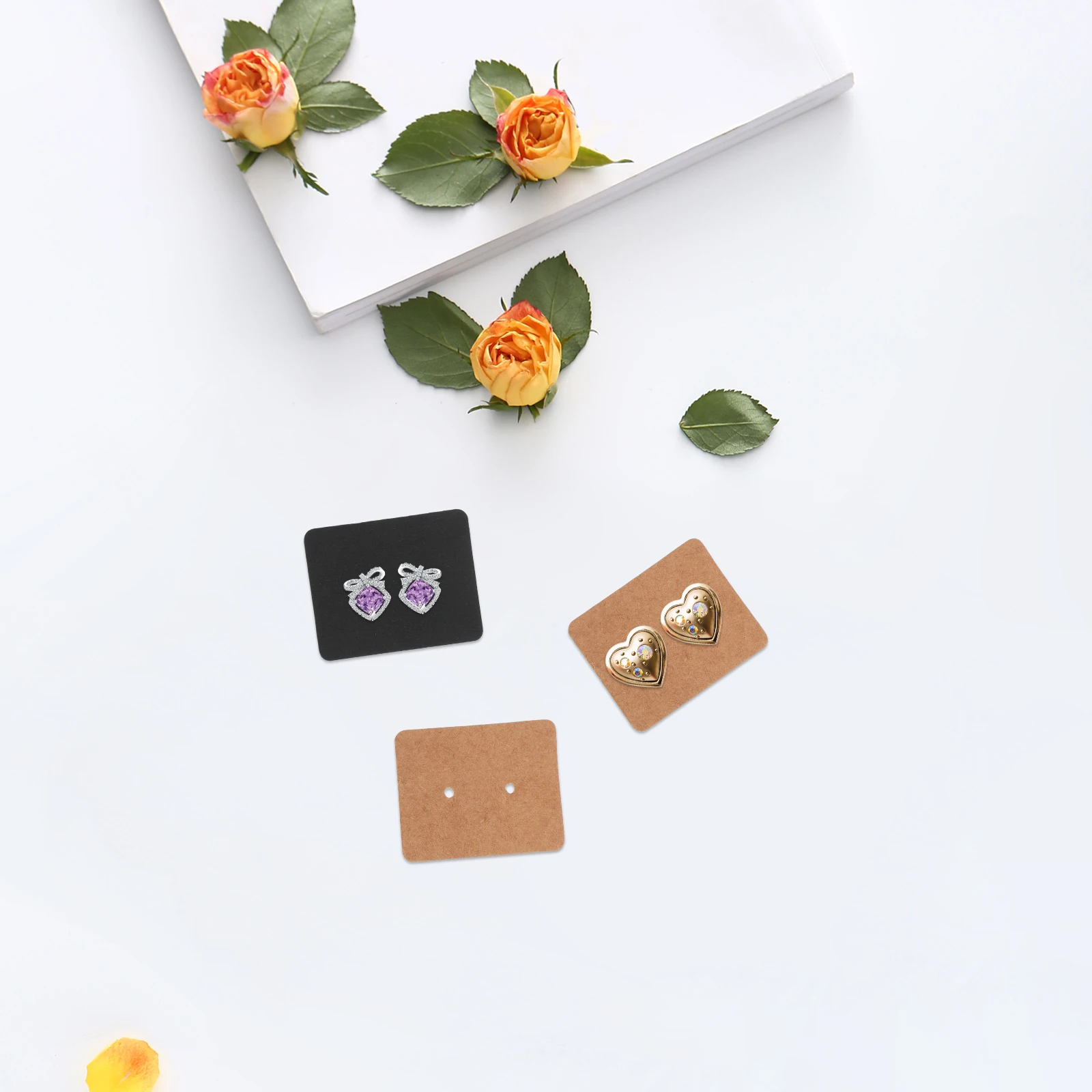 

300 Pcs Earring Card Cards for Selling Jewelry Brown Display Black Dangle Holder
