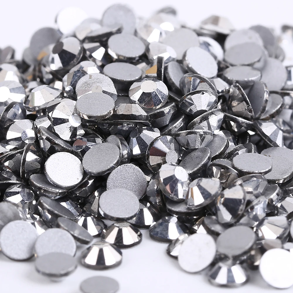 Silver Hematite 3D Nail Art ss3 ss4 ss5 ss6 ss8 ss10 ss12 ss16 ss20 ss30 ss34 Glass/Crystal Nails Non HotFix Rhinestones