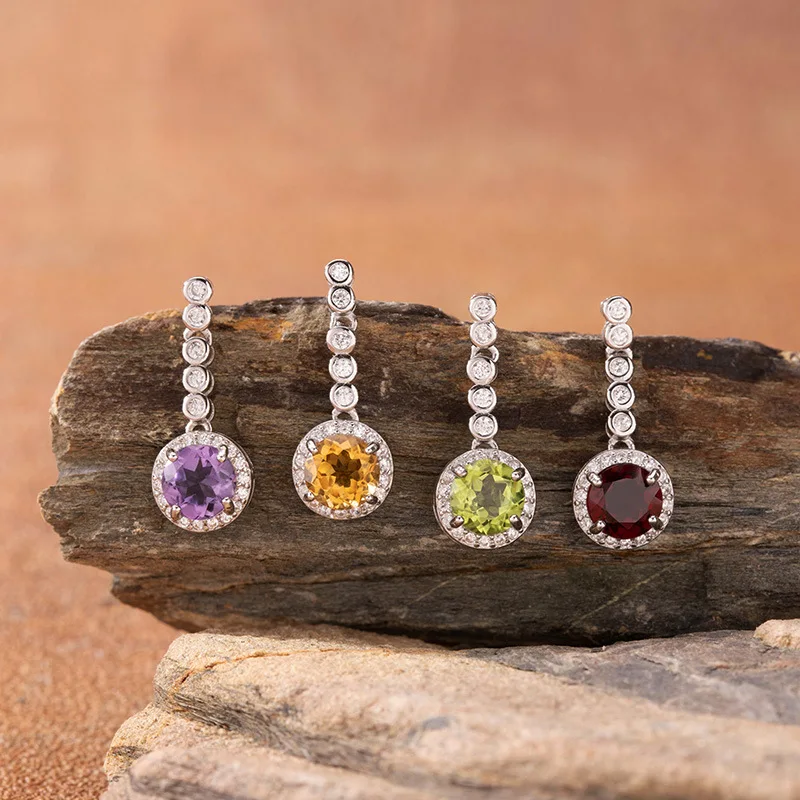 

Серьги из чистого серебра 925 пробы с натуральным желтым кристаллом, аметистом, гранатом, драгоценными камнями, серьги с кисточками, серьги, ювелирные изделия, оптовая продажа