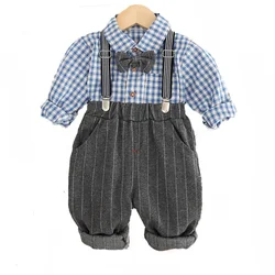 New Autumn Baby Clothes Children Boys Plaid Long Sleeved Shirt Pants 2Pcs/Sets Toddler Clothing Infant Costume Kids Tracksuits