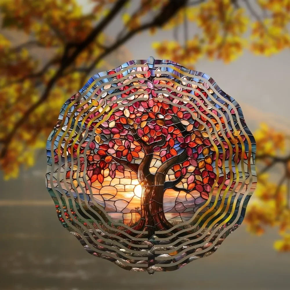 CIFBUY Metal Wind Spinner Tree of Life 3D Hanging Yard Art Decor Outdoor Garden Gift Home Ornament
