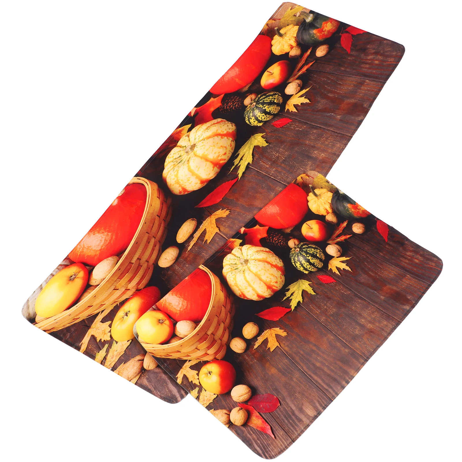 

2pcs Non Slip Floor Mat Fall Kitchen Rugs Thanksgiving Pumpkin Design Water Absorbing Mats 40x60 40x120 Polyester Durability