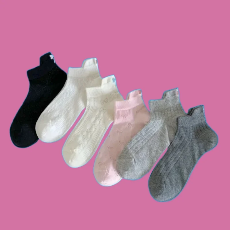 2/5 Pairs Japanese Thin Casual Sweet Boat Socks Cotton Socks Exquisite Little Butterfly Women's Summer Cotton Socks New Socks