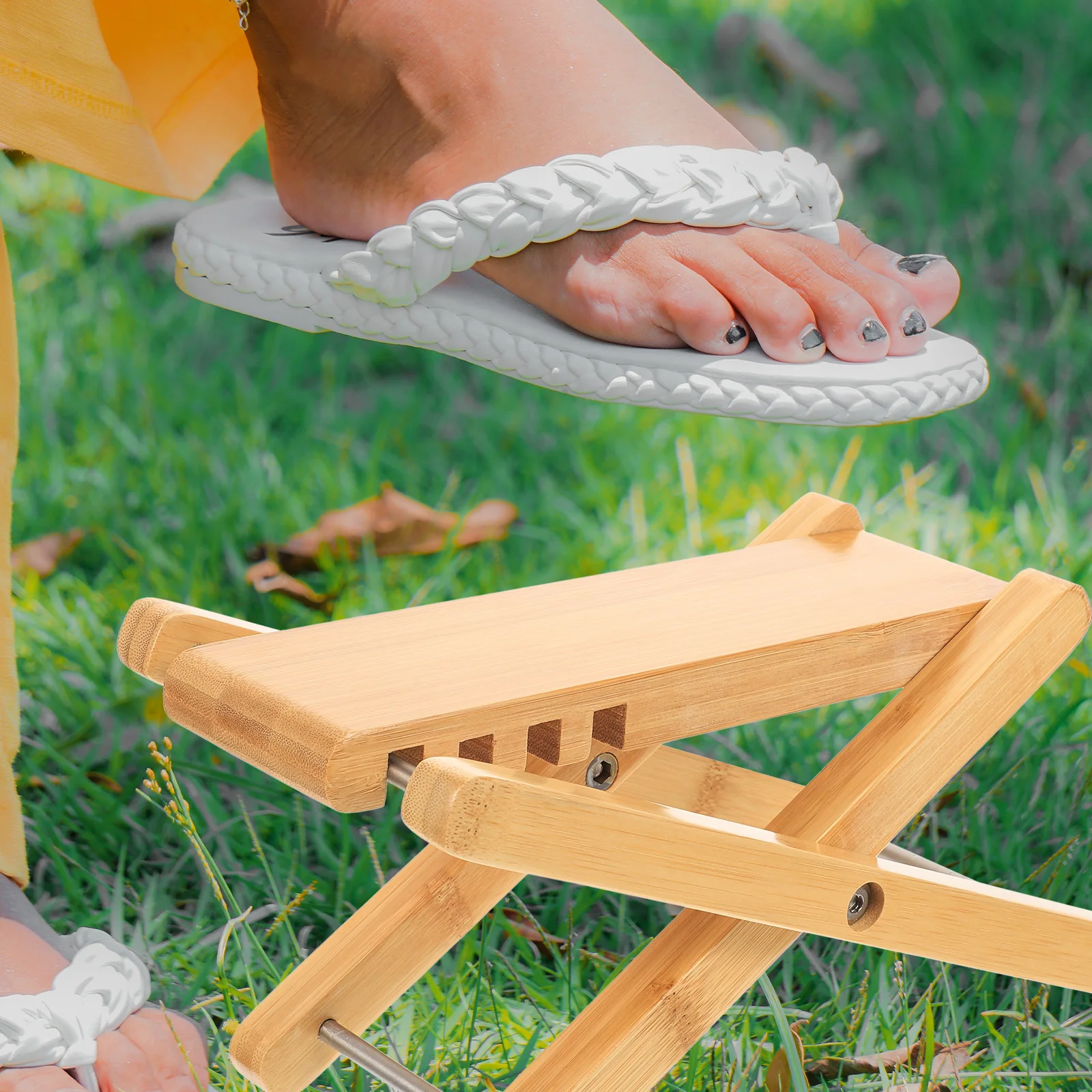 

Guitar Foot Rest Stool Adjustable 6-Level Foldable Bamboo Footrest For Guitar Practice Stable Support Accessory Tool