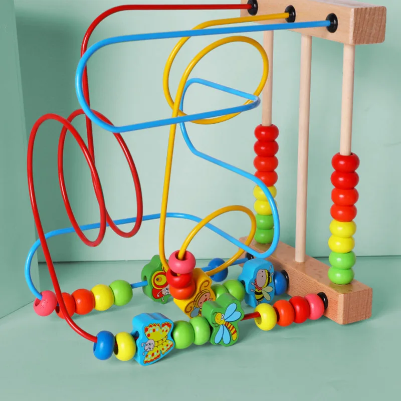 Baby Wooden Toys for 6 12 Months Kids Bead Maze Activity Cube Montessori Roller Coaster Developmental Learning Educational Toys