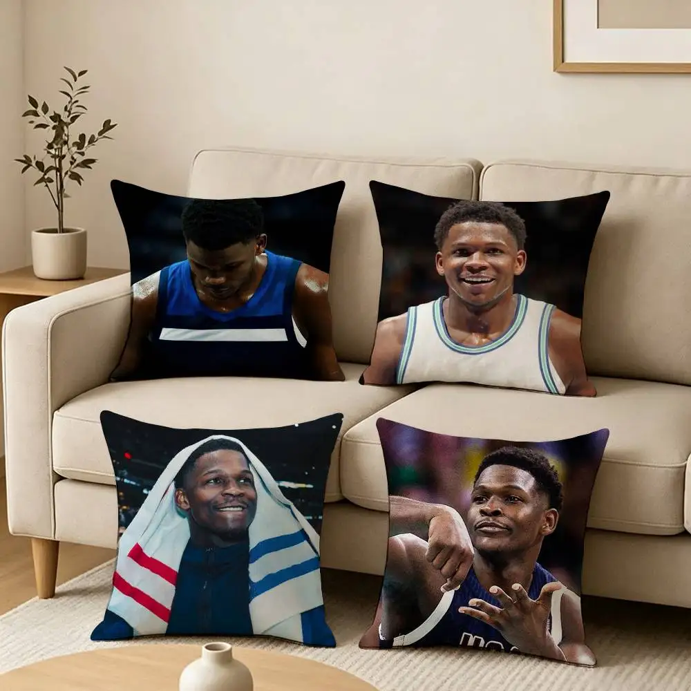 Basketball Star A-Anthony Edwards Pillow Case Square Double-Sided Sofa Cushion Cover Bedroom Bedside Pillow