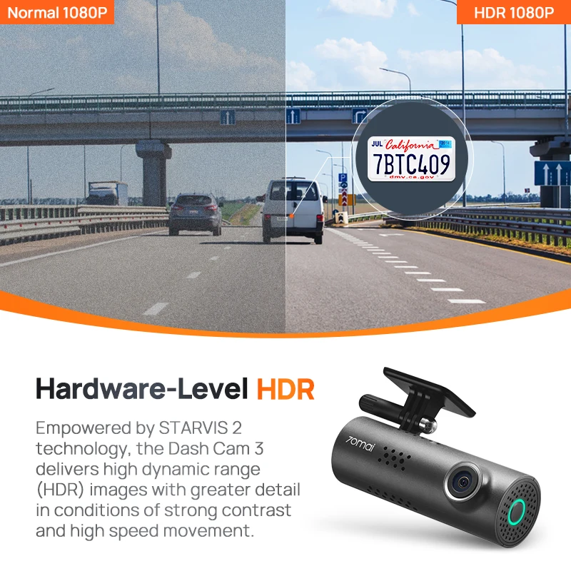 70mai Car DVR 3 M200 1080P HDR English Voice Control Night Vision 70mai M200 Support 24 Hour Parking Surveillance WiFi