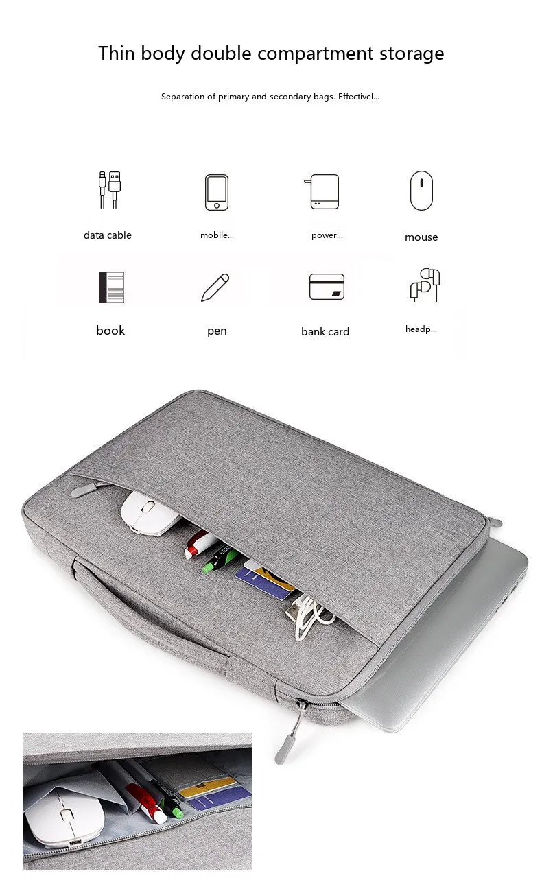 Laptop-Aktentasche 13,3-15,6 Zoll Oxford-Gewebe Wasserdichte Tragetasche für Notebooks – Detail 6