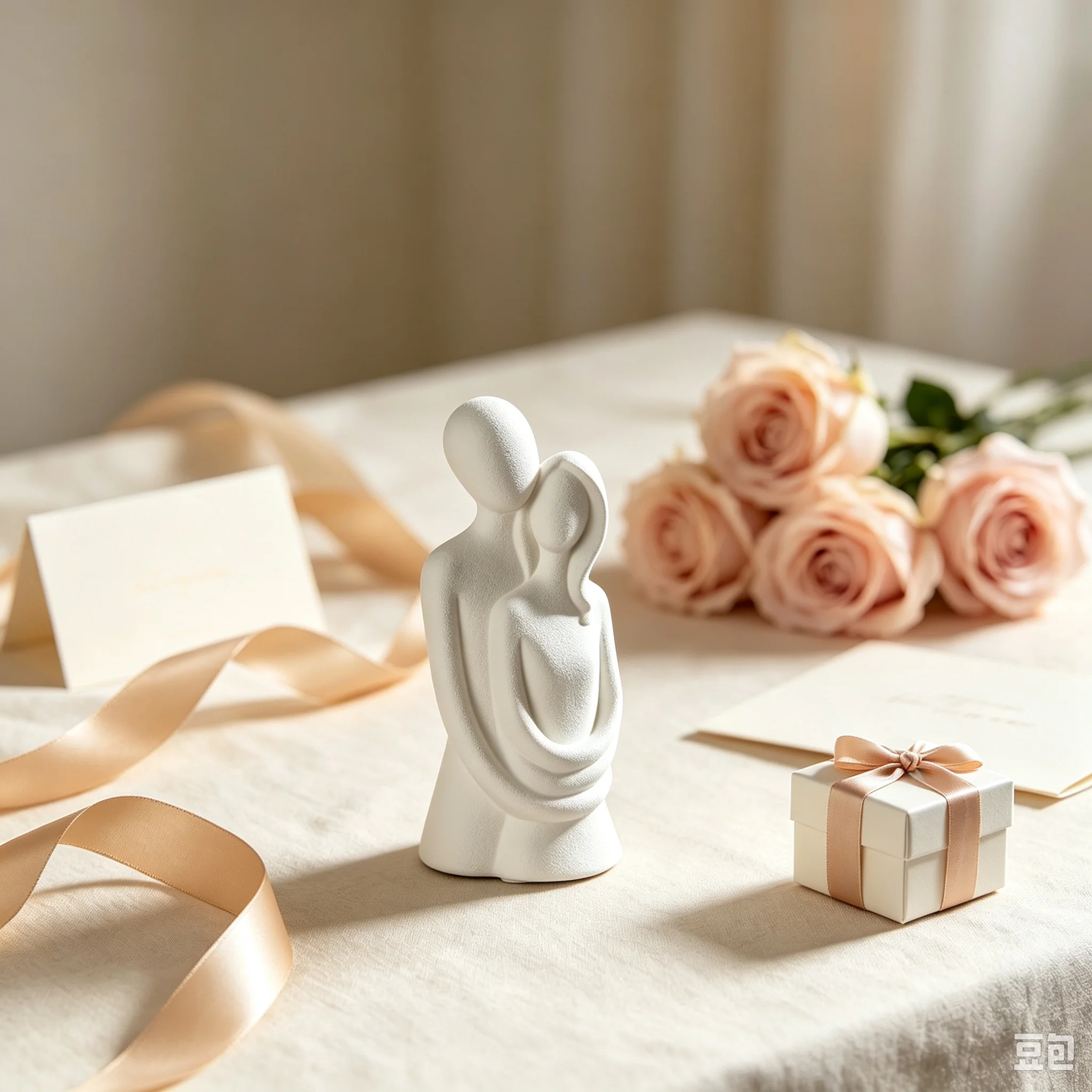 Modern Abstract Couple Statue Ceramic Interlocking Lovers Sculpture Minimalist Home Living Room Desktop Decoration