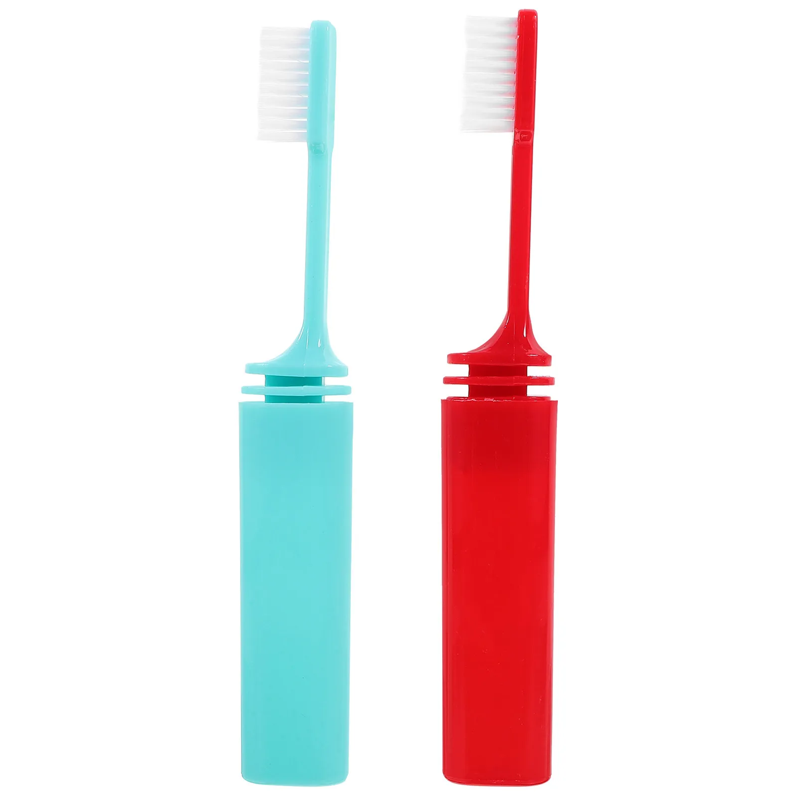 2Pcs Foldable Travel Toothbrush Portable Pocket Folding Brush Hard Tube Design Dustproof Ergonomic Handle Suitable for Camping
