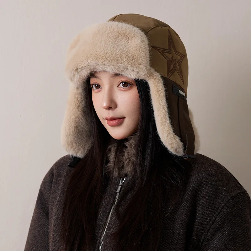 Thick Winter and Autumn Hat for Women Men Outdoor Skiing Ear Protectors Bomber Caps Warm Soft Fabric Cozy in Cold Weather