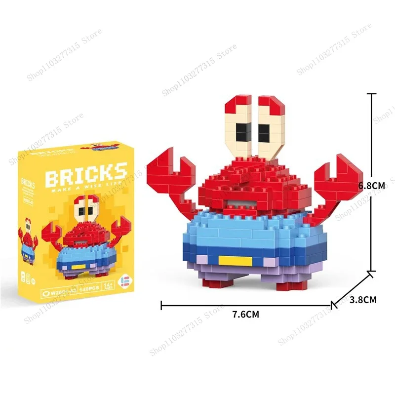 SpongeBob SquarePants Doll Building Blocks Patrick Star Animal Model Small Particles Assembled DIY Puzzle kids birthday gifts