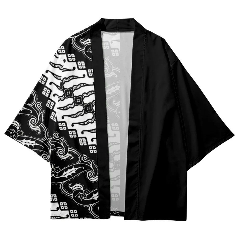 Men Women Harajuku Cardigan Japanese Patchwork Print Kimono Summer Loose Shirt Casual Coat Yukata Kimono And Shorts Set