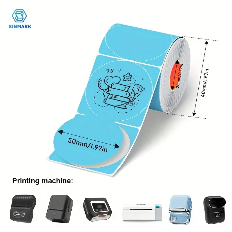 KAYSION 6 Rolls 50mm Width Thermal Label Paper Use for SK58 Phomemo M220/M110/P50 Colorful Adhesive Stickers with Festive Design