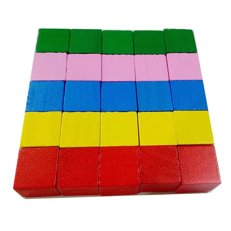 2cm Children Kids Wooden Building Blocks Square Math Teaching Tool Toy Colorful