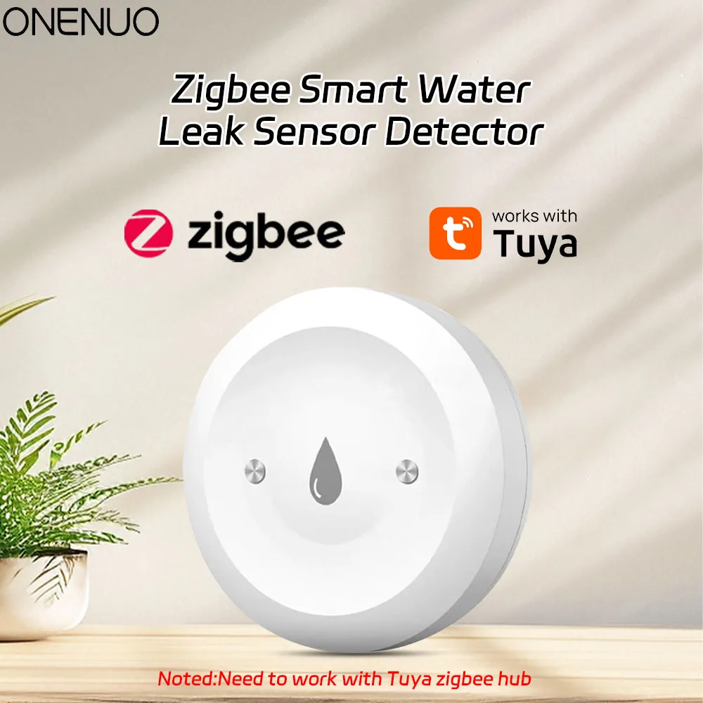 Tuya Zigbee Smart Home Wireless Water Immersion Sensor Smart Water Leakage Alarm Immersion Sensor APP water level alarm